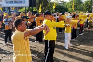 Senam HUT Partai Golkar ke 60 Tahun Berlangsung Meriah