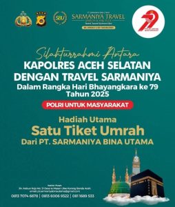 Hadiah Utama Tiket Umrah, HUT Bhayangkara Ke-79 Polres Aceh Selatan Gelar Jalan Santai