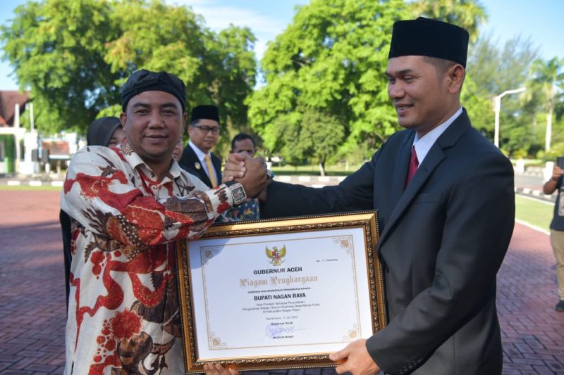 Pemkab Nagan Raya Terima Penghargaan dari Pemerintah Aceh atas Capaian Pengesahan Koperasi Merah Putih Tercepat