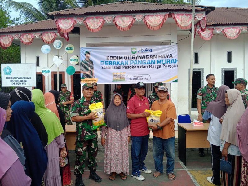 Koramil 05/Darul Makmur Gelar Gerakan Pangan Murah di Desa Simpang Deli Kilang